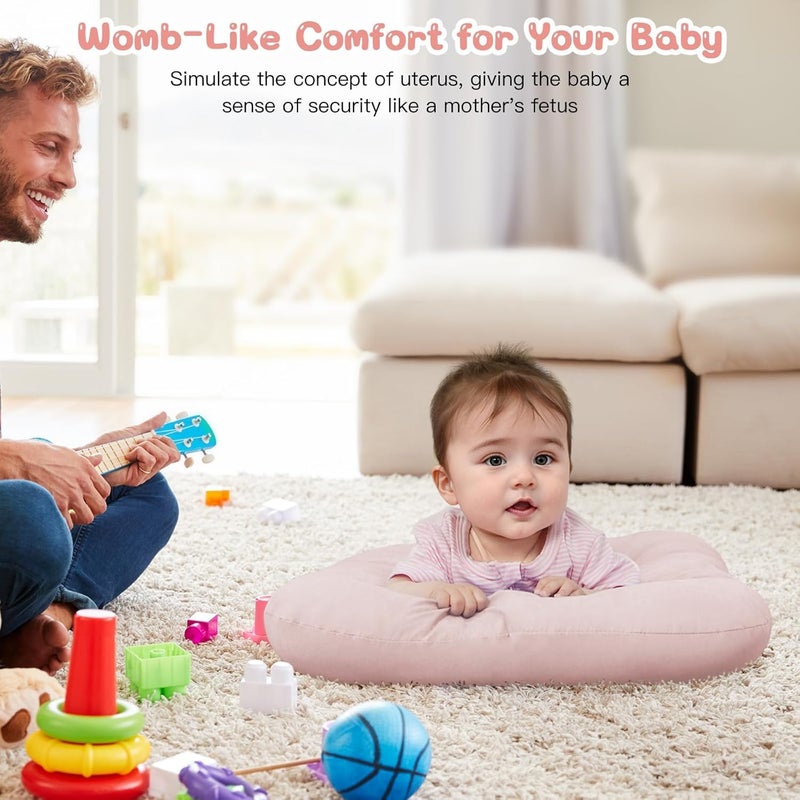 PGONEEE Baby Lounger for Newborn, Bionic Design Baby Lounger, Soft Organic Cotton Breathable Lounger for Infants 0-18 Months (Coral Pink) - Image 4